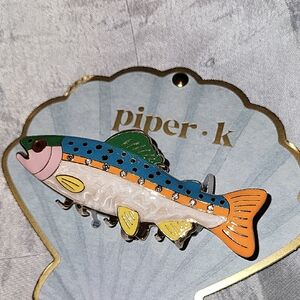 Piper K Multicolor Fish Enamel HAIR CLIP - Orange, Blue, PINK LI M